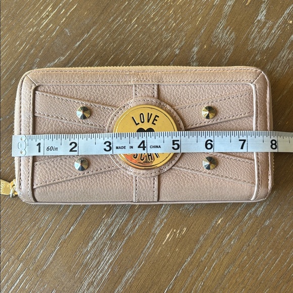 LOVE MOSCHINO Genuine Leather beige studded zip-around gold-tone Wallet - Picture 10 of 15